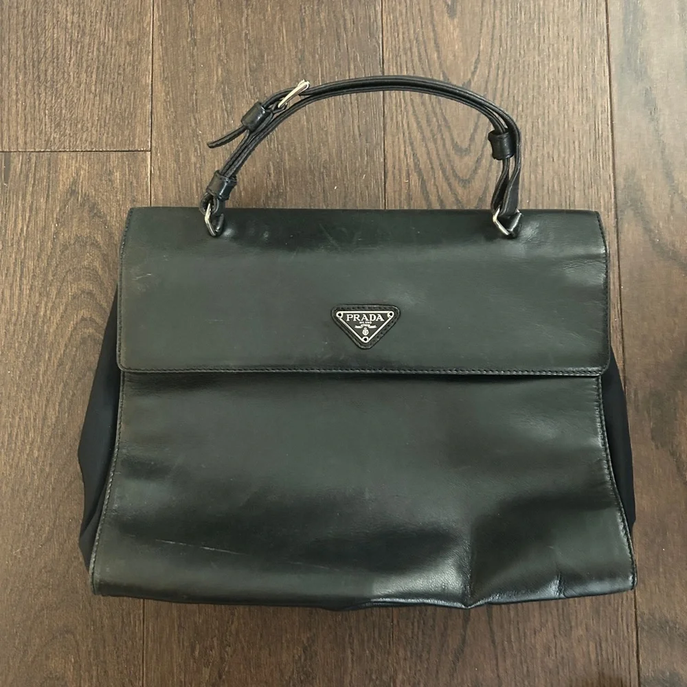 PRADA Nylon Leather top handle bag B5990